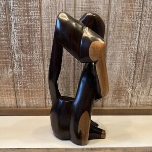 Modernist Abstract‎ Wooden Nigerian Sculpture Hand Carved Dark And Light Brown
